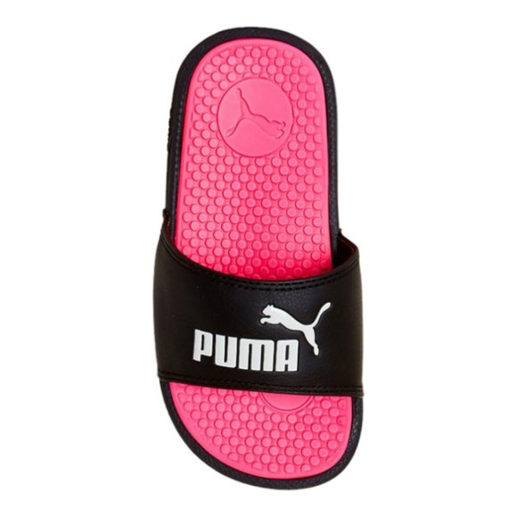 PUMA Cool Cat JR Sport Slides Black/Knock Out Pink - Picture 2 of 9